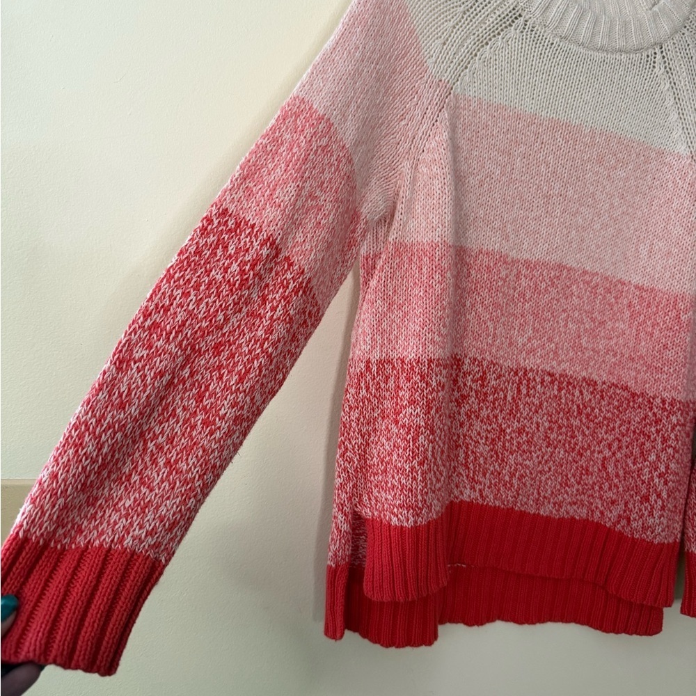 Aerie Women's Pink and White Ombre Striped Sweater, size L, Relaxed Fit - Picture 3 of 8